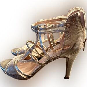 Tahari Metallic Gold Strappy High Heel Sandals